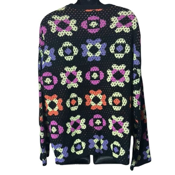 ASOS women’s medium open knit floral sweater colorful dopamine maximalist - Picture 3 of 5